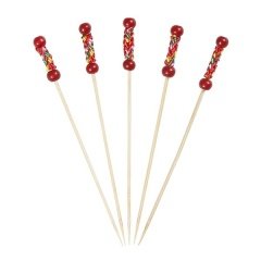 Dekoratif Kırmızı Örgülü Bambu Kürdan 12 cm