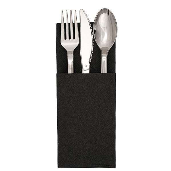 Garson Katlama Cepli Siyah Airlaid Peçete 33x33cm