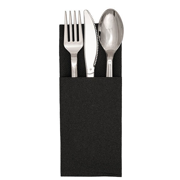 Garson Katlama Cepli Siyah Airlaid Peçete 33x33cm