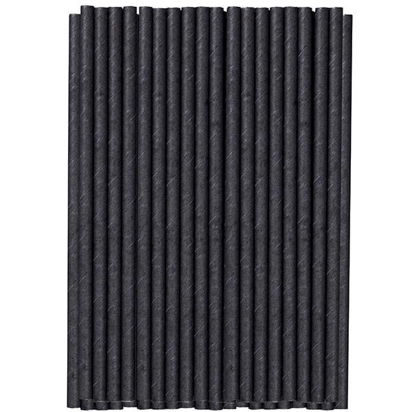 Siyah Frozen Kağıt Pipet 8mmx24cm