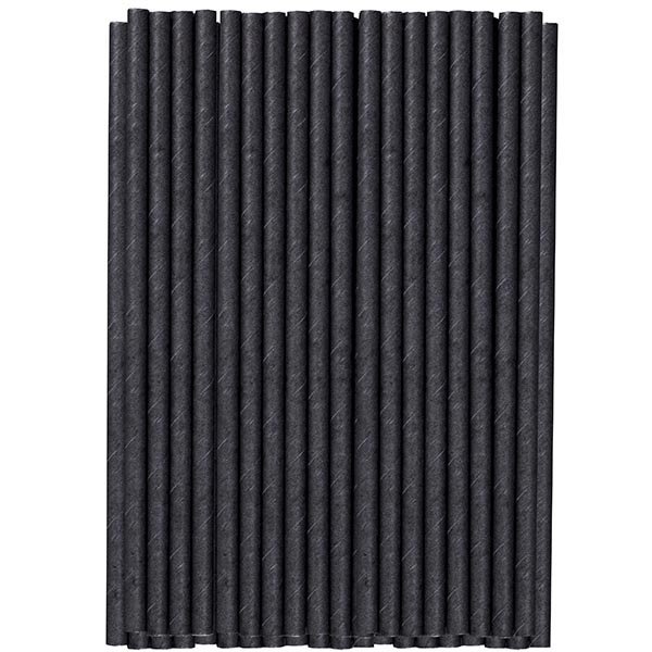 Siyah Frozen Kağıt Pipet 8mmx24cm
