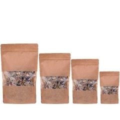 Kraft Pencereli Kilitli Doypack 16x27x8 cm - 500 gr