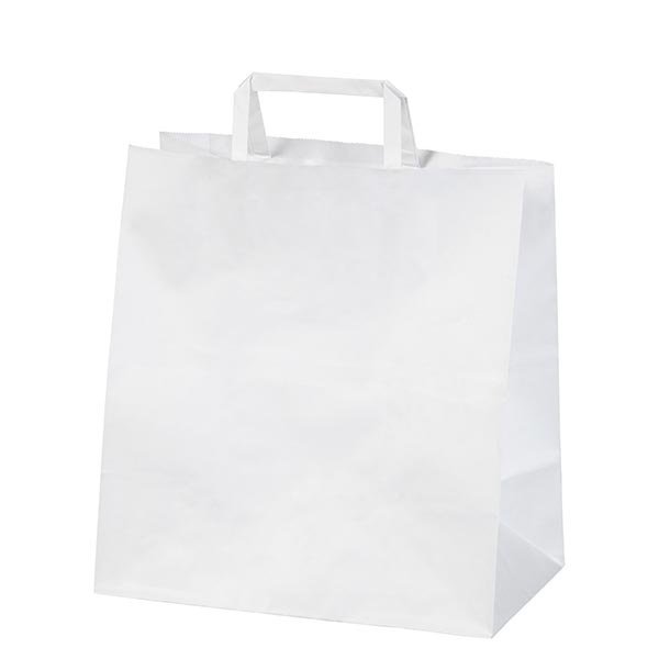 Beyaz Kraft Çanta Düz Saplı Büyük Boy 16x28x29cm 70 gr