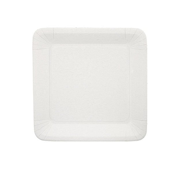 Beyaz Kare Karton Tabak 23 cm
