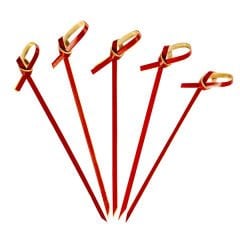 Düğümlü Kırmızı Bambu Kürdan 9 cm